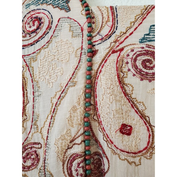 Free People S Mesa Embroidered Cut-Out Midi Dress Beaded Tassels Bohemian Boho - Picture 6 of 16